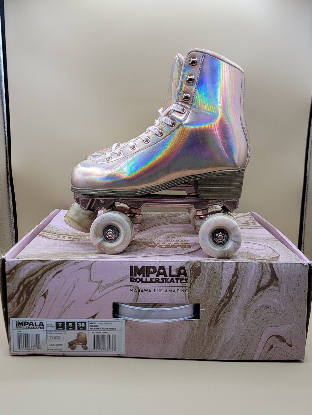 Impala Roller Skates Women's Size 7 Marawa Rose Gold Marble Tan New with Box